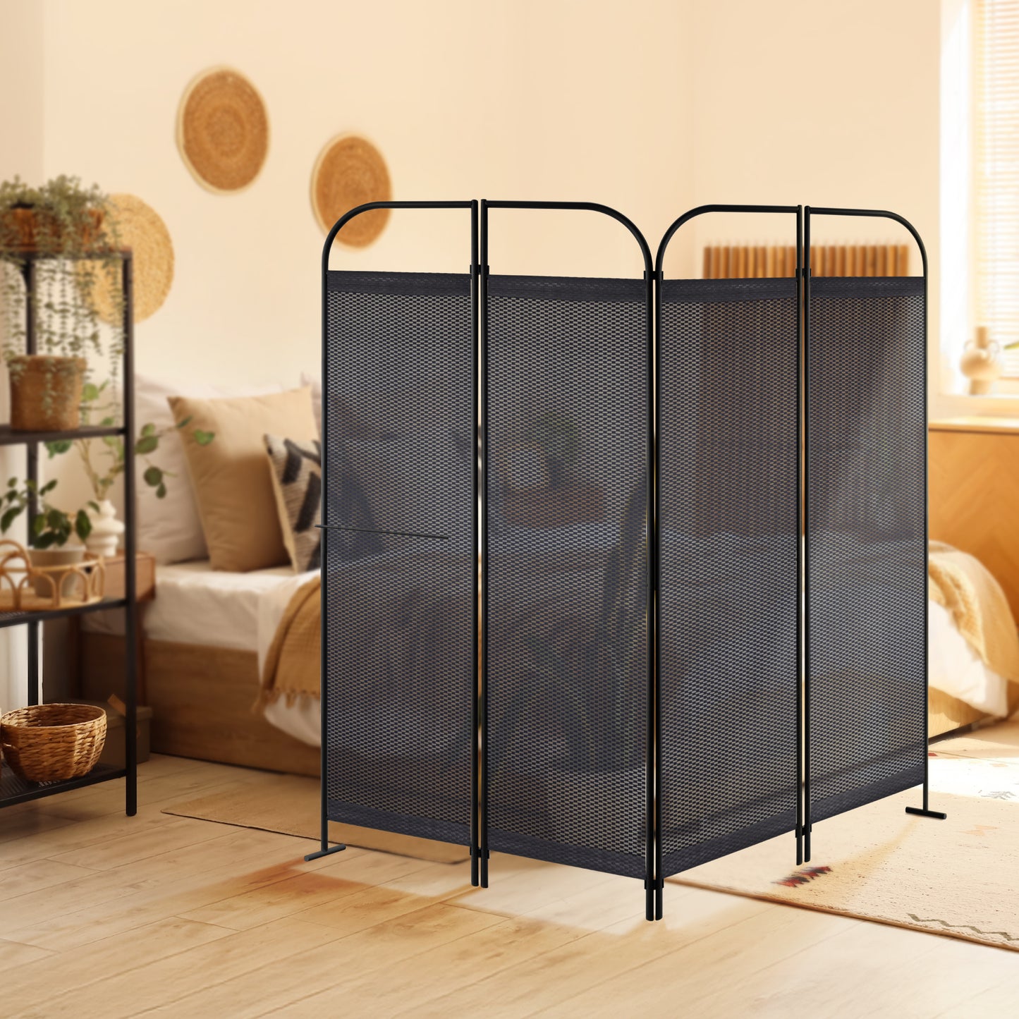 4 Panel Folding Room Divider 68"x71", Knight