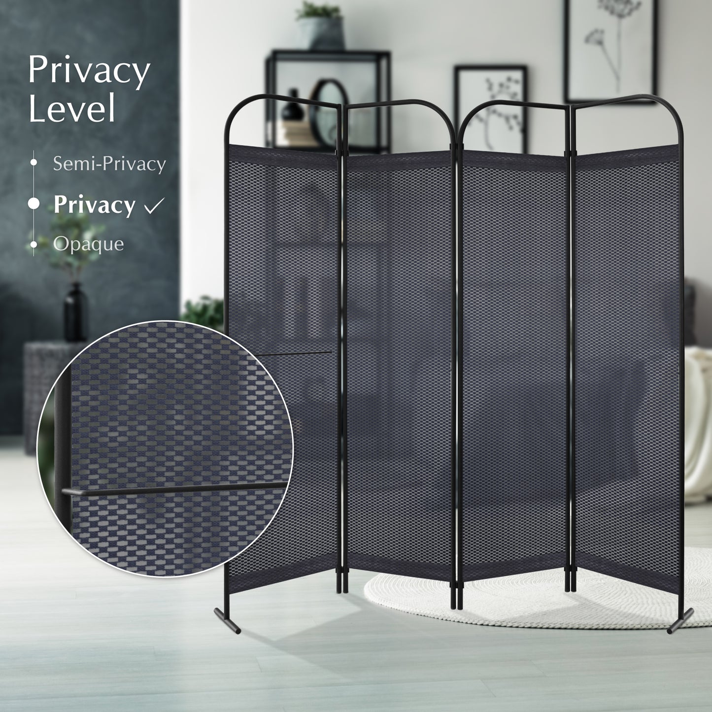 4 Panel Folding Room Divider 68"x71", Knight