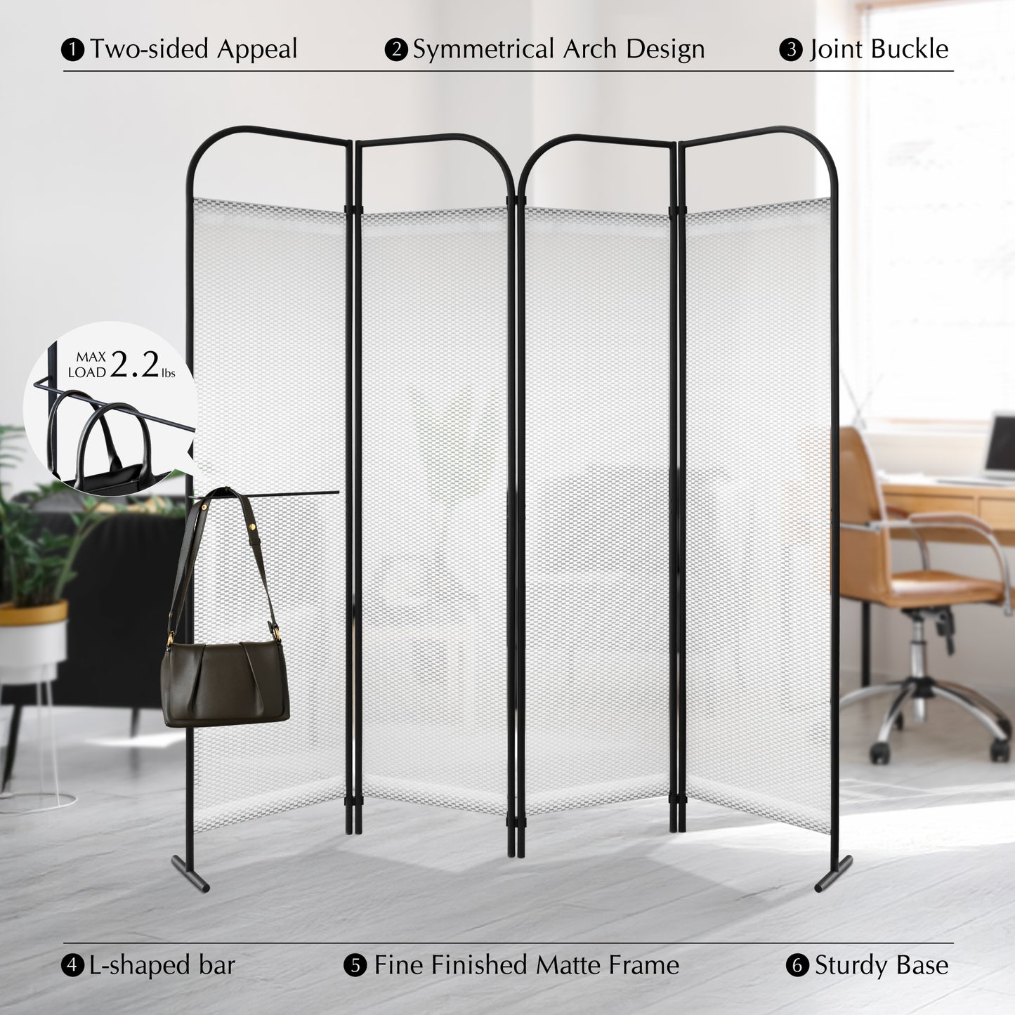 4 Panel Folding Room Divider 68"x71", Queen