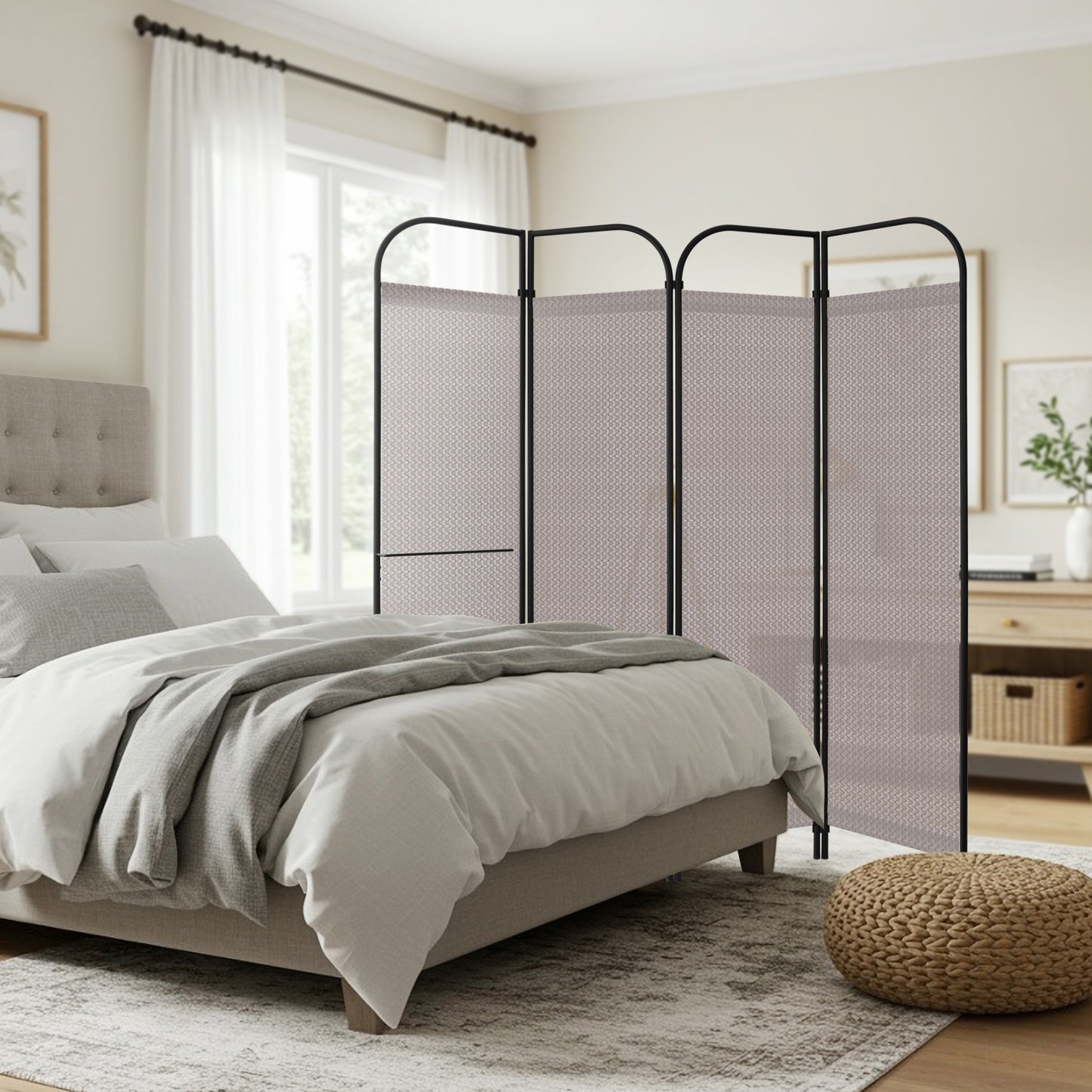 4 Panel Folding Room Divider 68"x71", Waltz