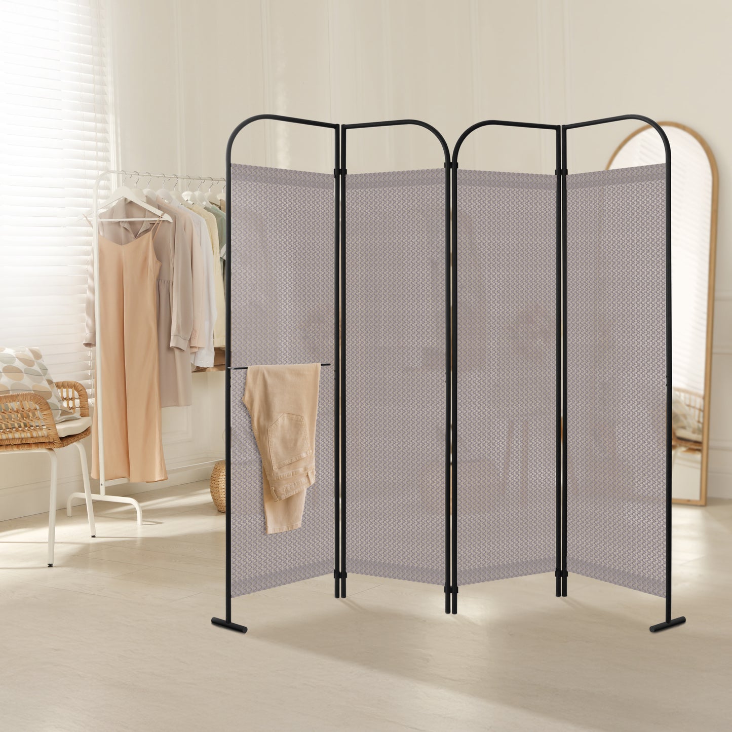 4 Panel Folding Room Divider 68"x71", Waltz