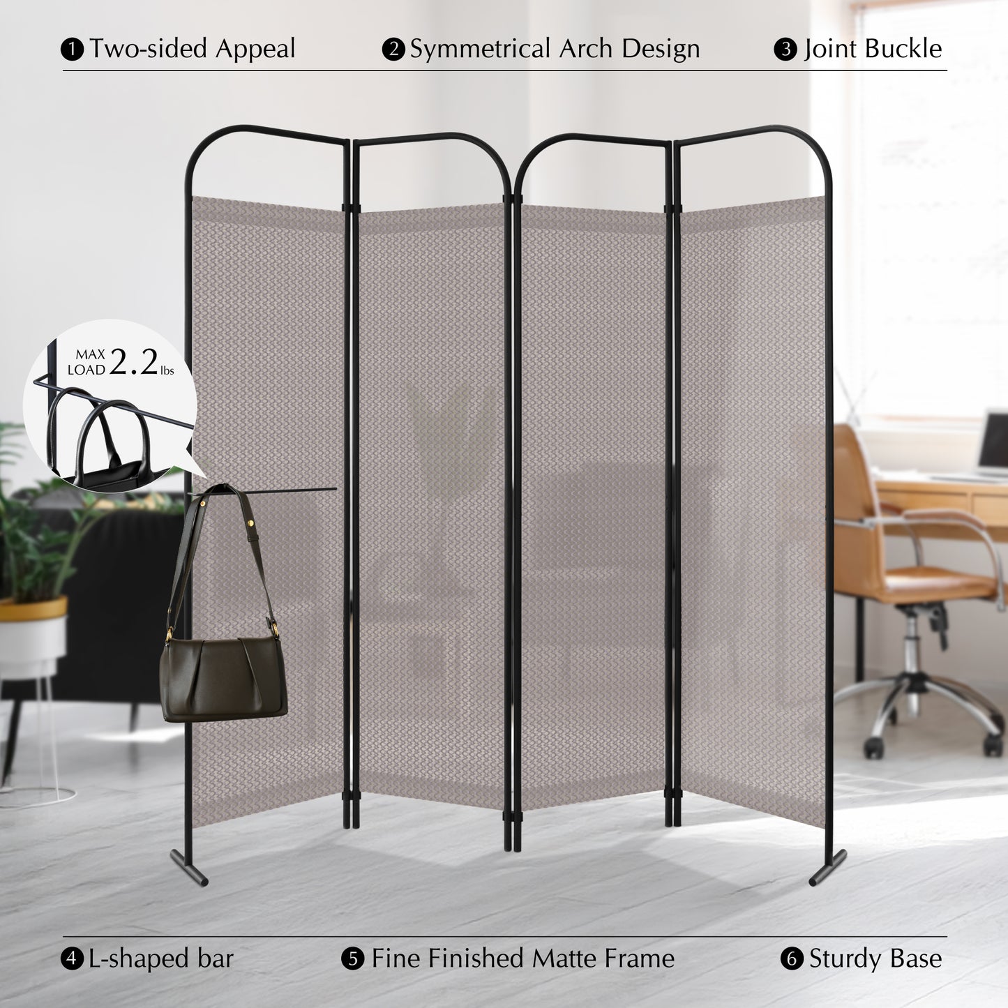 4 Panel Folding Room Divider 68"x71", Waltz