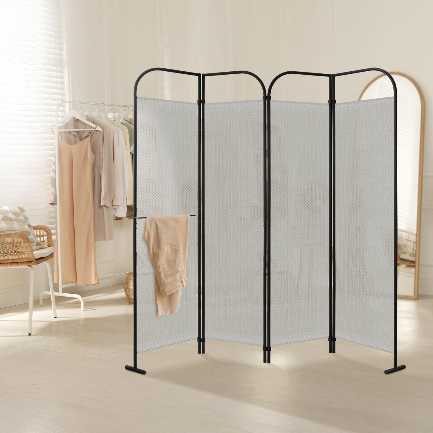 4 Panel Folding Room Divider 68"x71", Swing