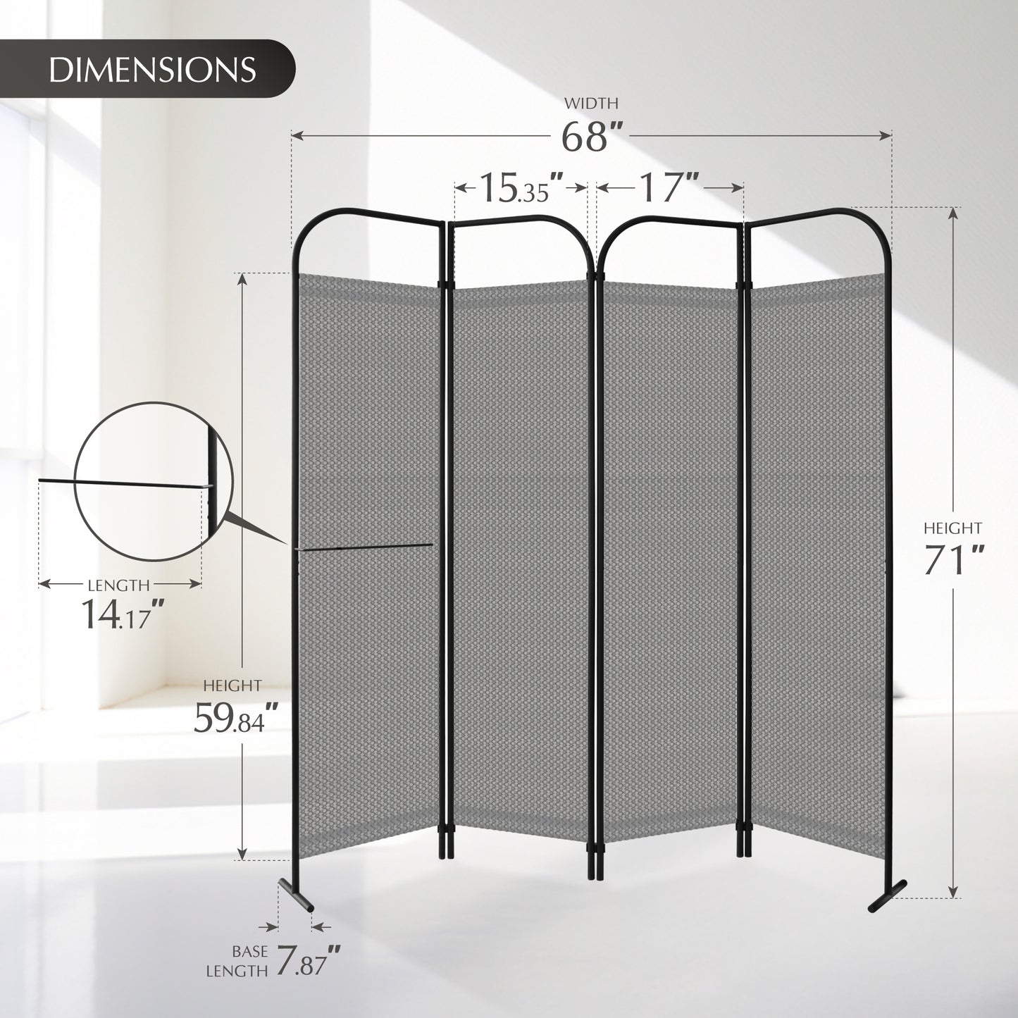 4 Panel Folding Room Divider 68"x71", Jazz
