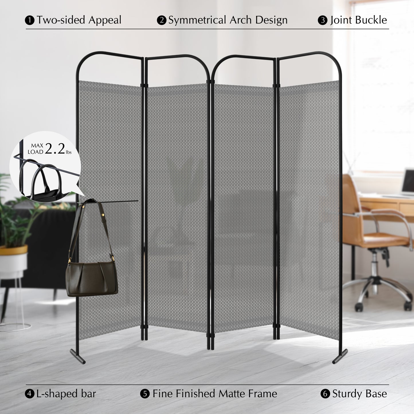 4 Panel Folding Room Divider 68"x71", Jazz