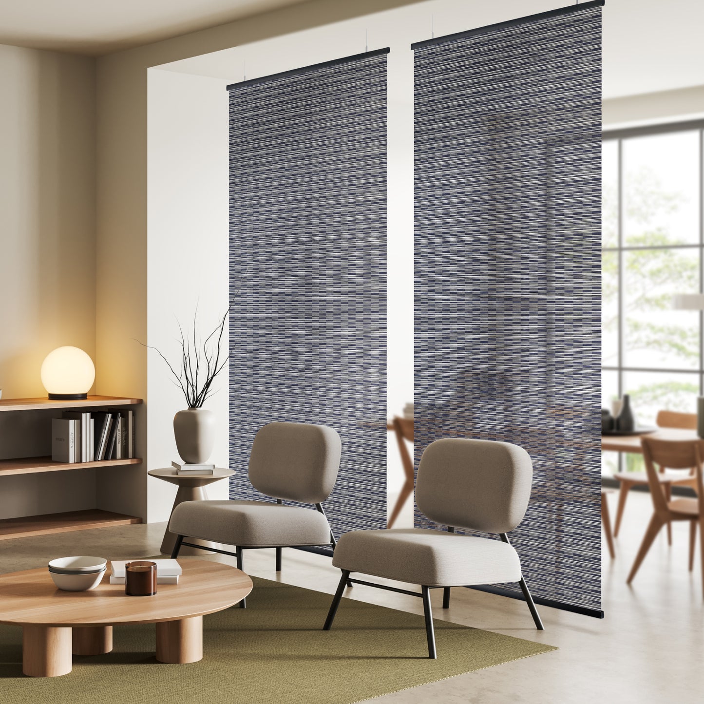 Hanging Room Divider, Natural Woven, 36" x 96" Pack of 2, Azurite