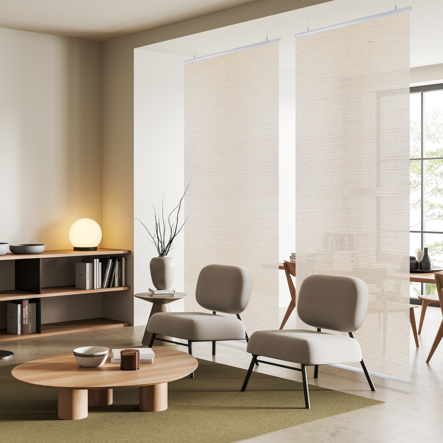 Hanging Room Divider, Natural Woven, 36" x 96" Pack of 2, Amber
