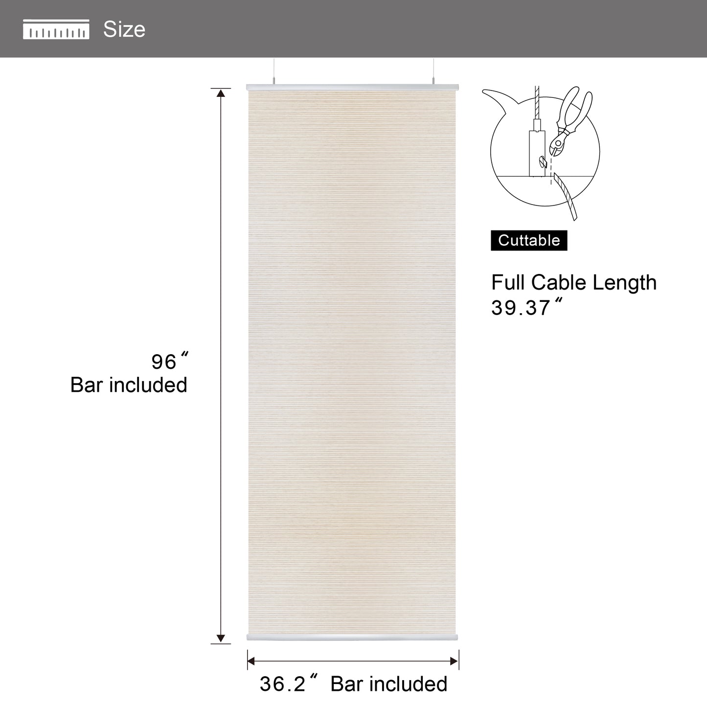Hanging Room Divider, Natural Woven, 36" x 96" Pack of 2, Amber