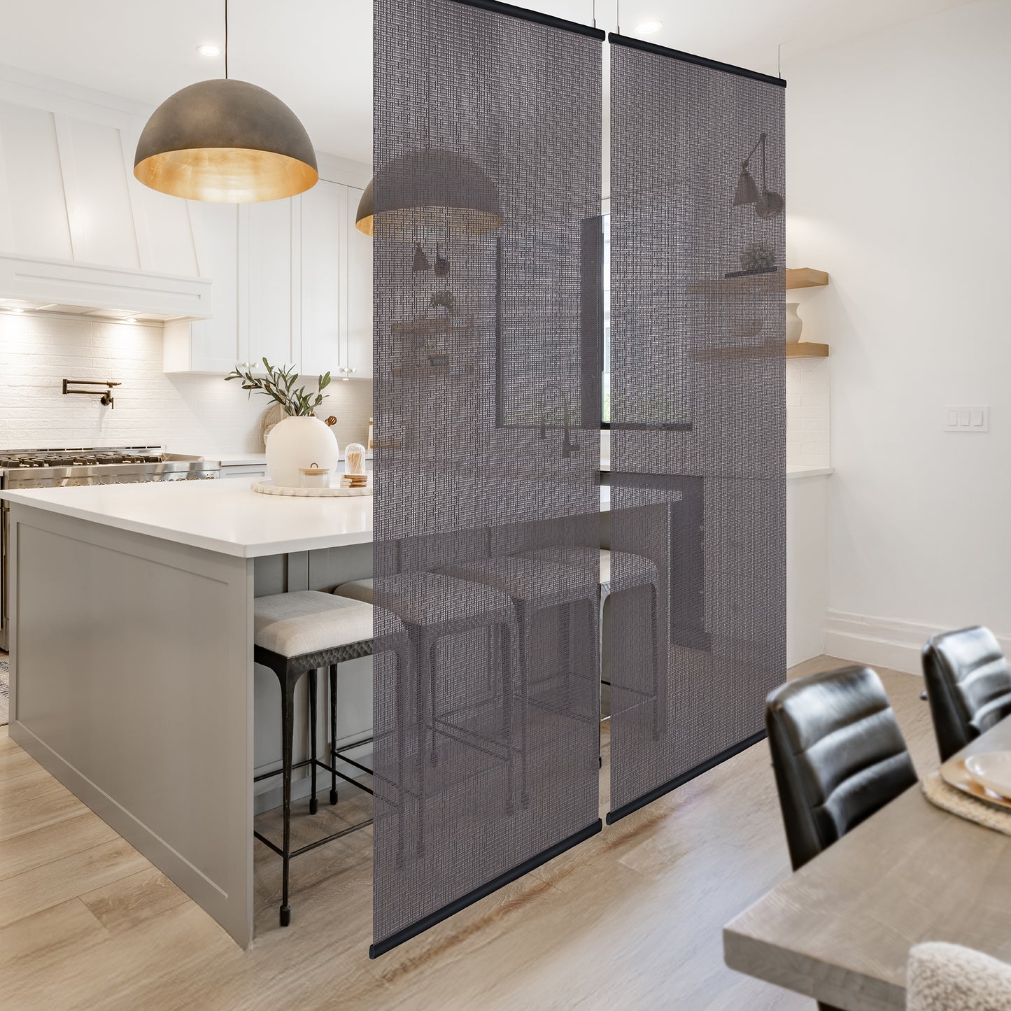 Hanging Room Divider, Modern Knit, 36" x 96" Pack of 2, Storm