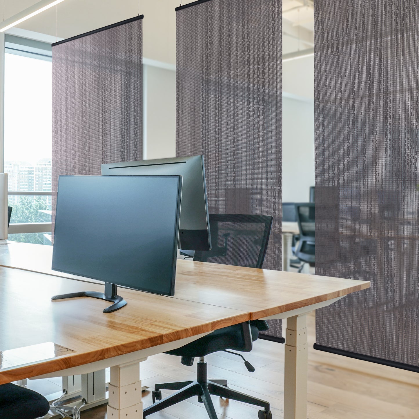 Hanging Room Divider, Modern Knit, 36" x 96" Pack of 2, Storm