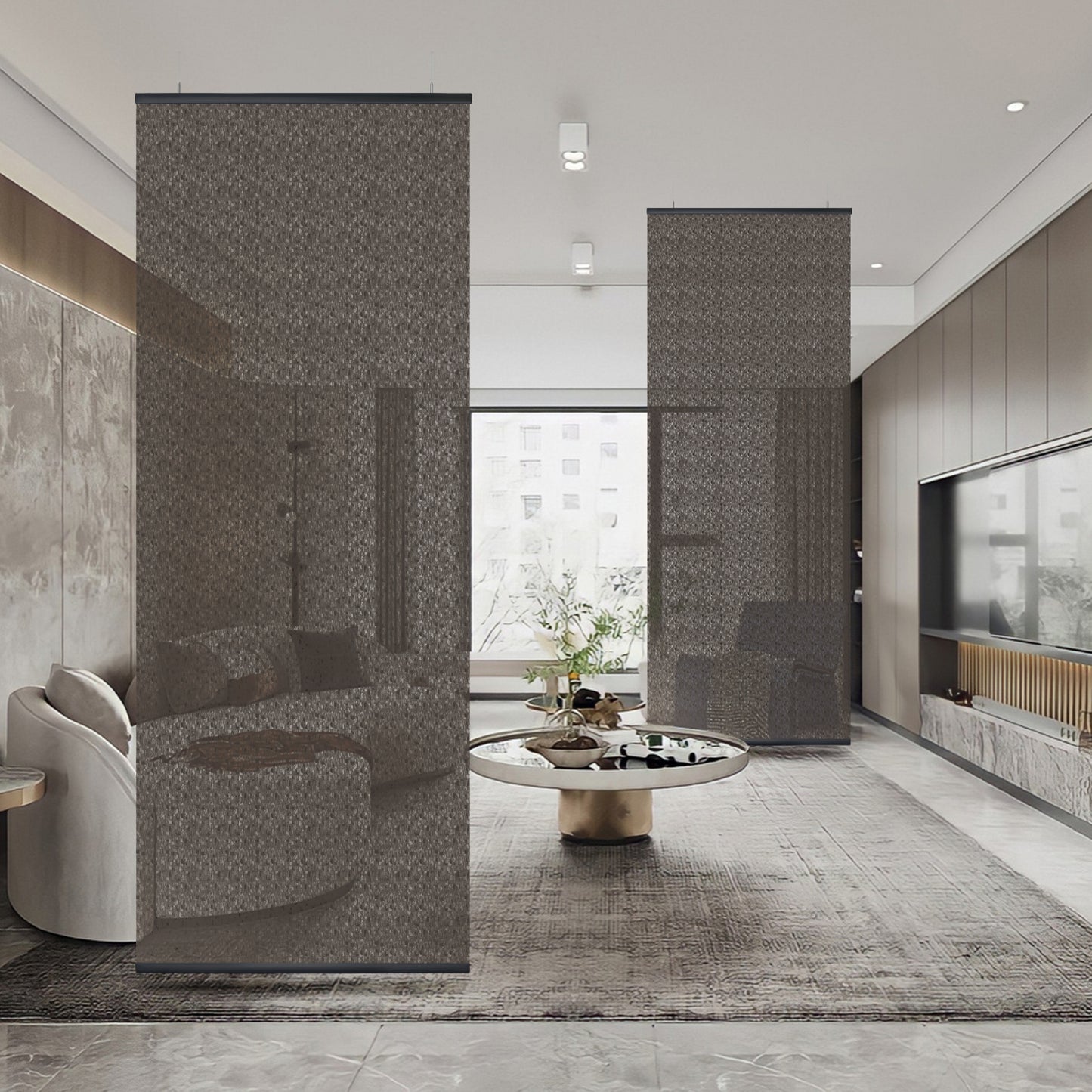 Hanging Room Divider, Designer Knit, 36" x 96" Pack of 2, Terrazzo