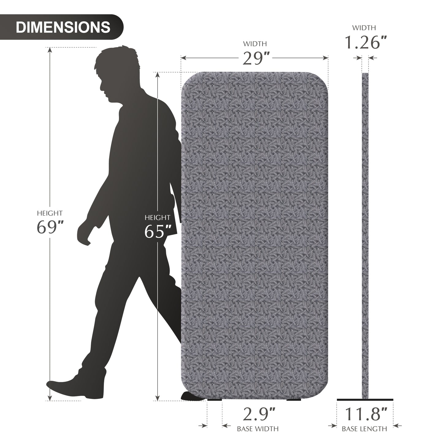 Premium Standing Room Divider, 29"x65", Frost