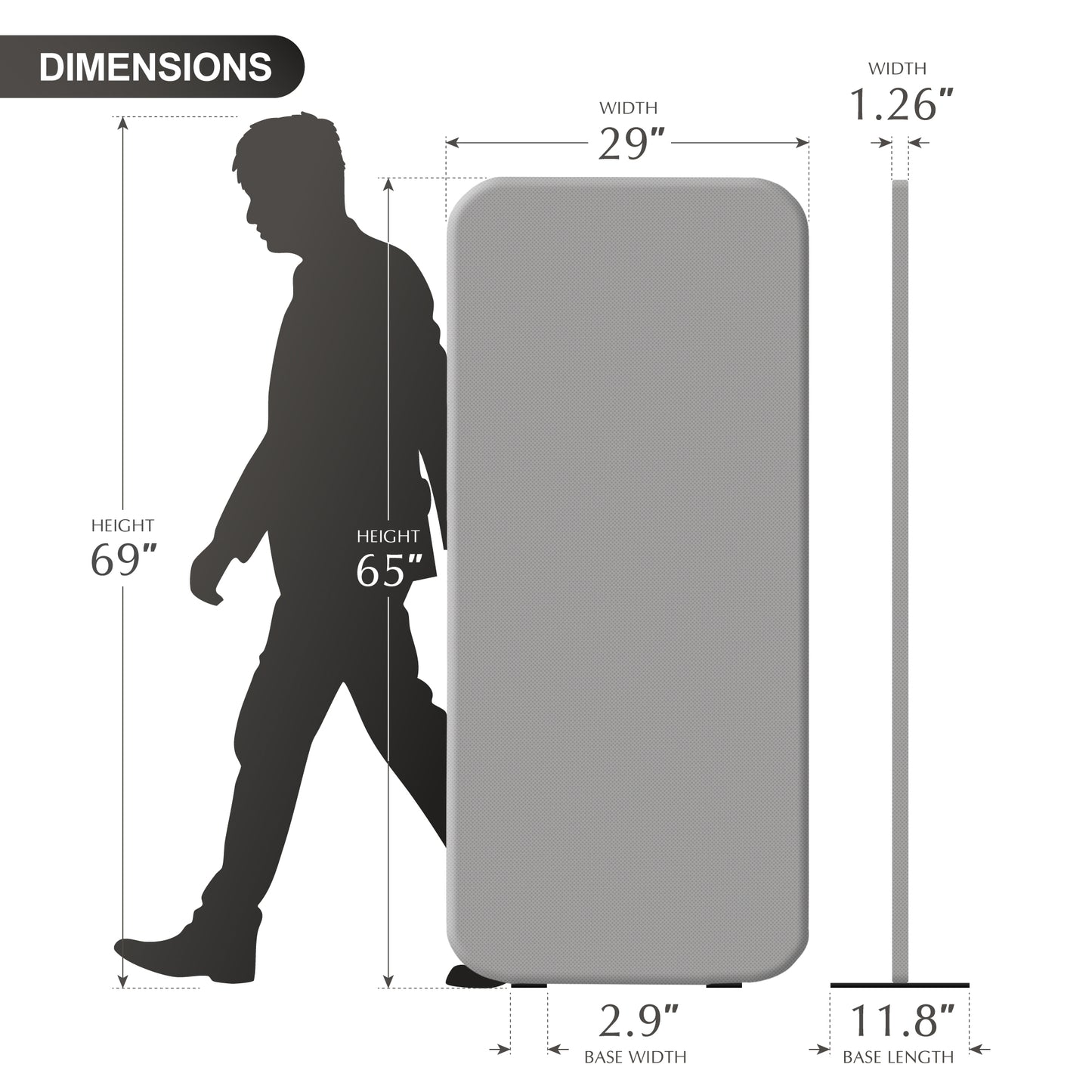 Standing Room Divider, 29"x65", Steel