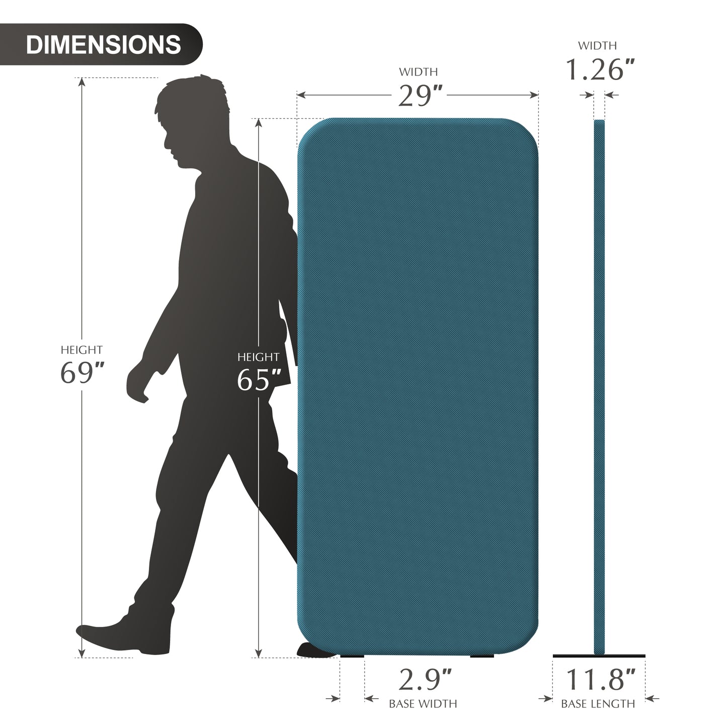 Standing Room Divider, 29"x65", Sapphire
