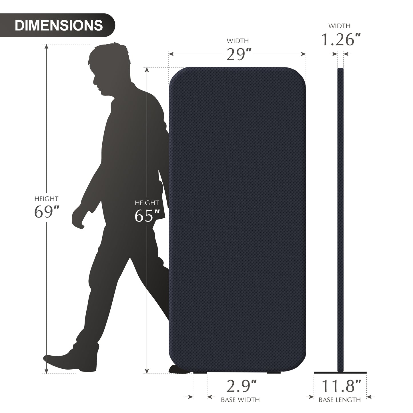 Standing Room Divider, 29"x65", Cobalt