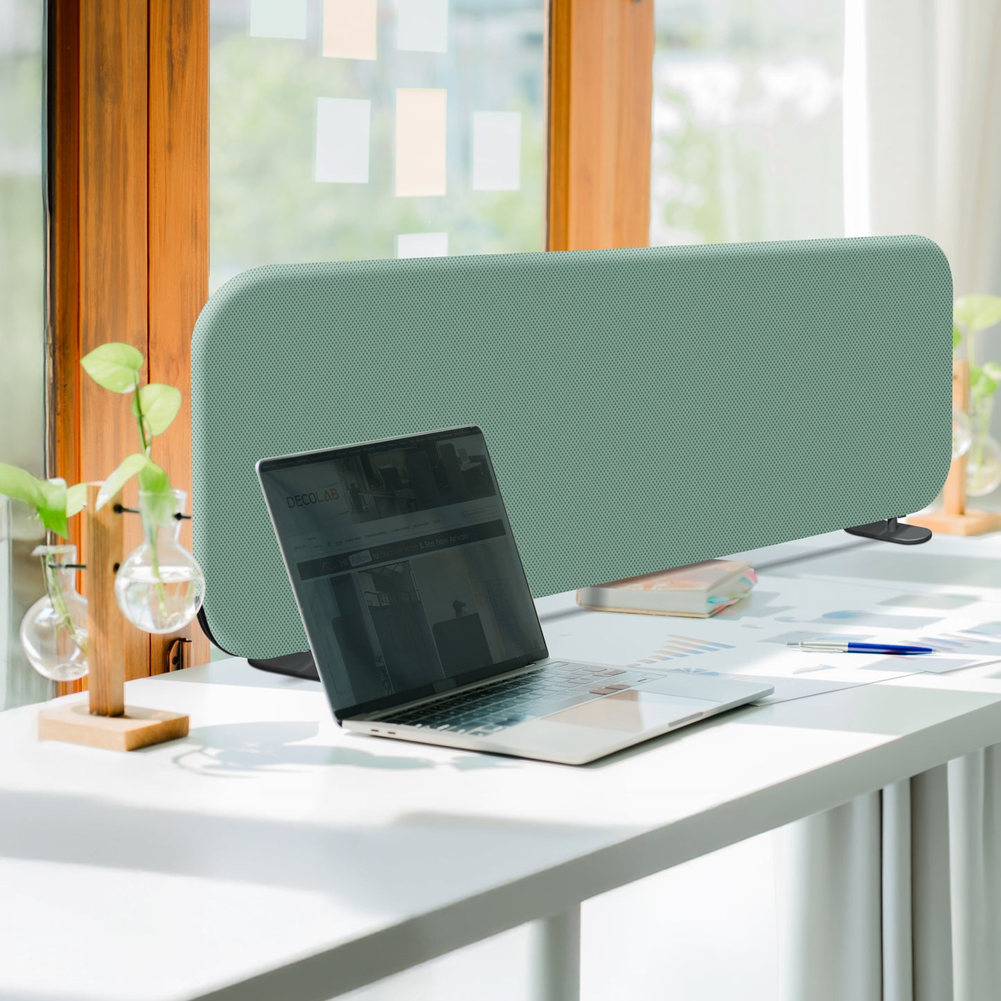 Freestanding Desk Divider, 48"x18", Aqua