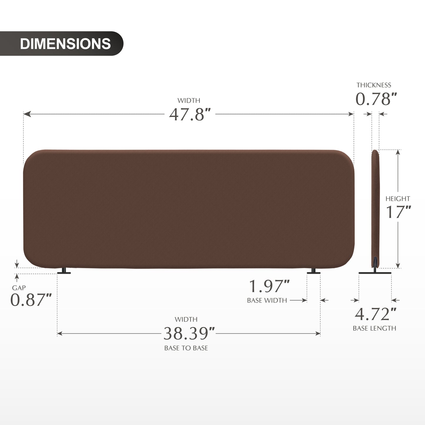 Freestanding Desk Divider 48"x18", Caramel