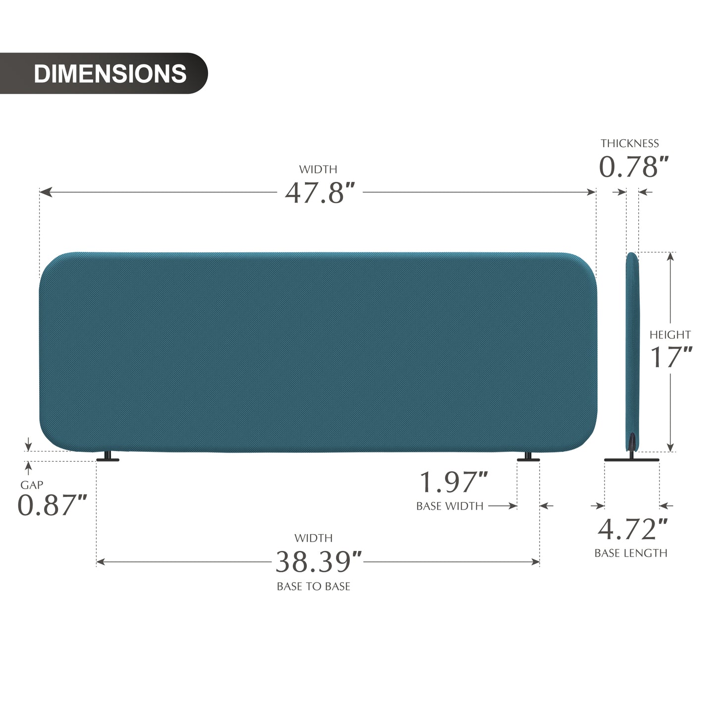 Freestanding Desk Divider 48"x18", Sapphire