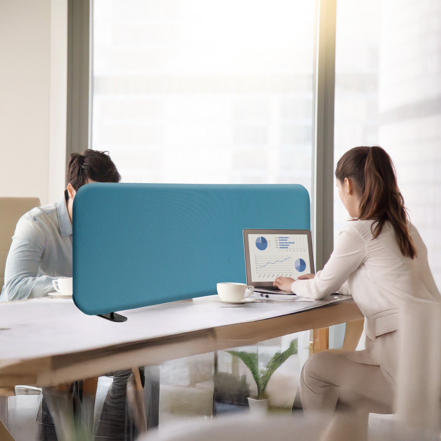 Freestanding Desk Divider 48"x18", Sapphire