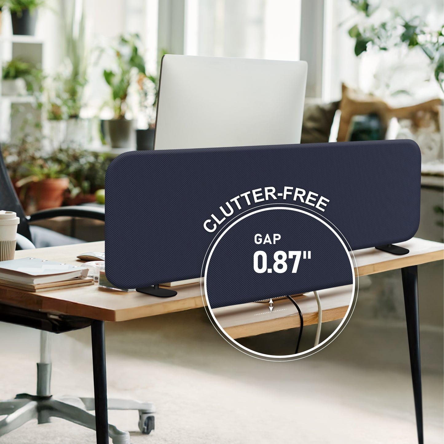 Freestanding Desk Divider, 48"x18", Cobalt