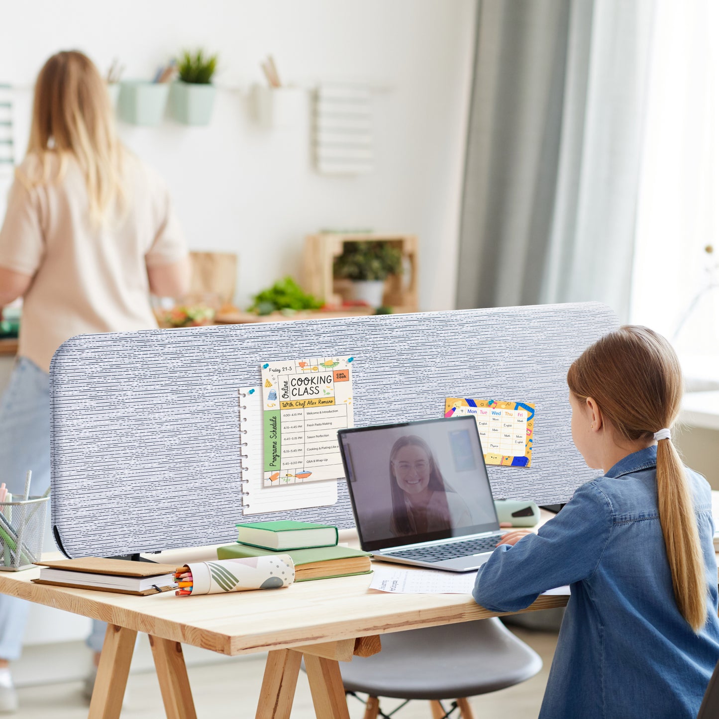 Freestanding Desk Divider 48"x18", Birch