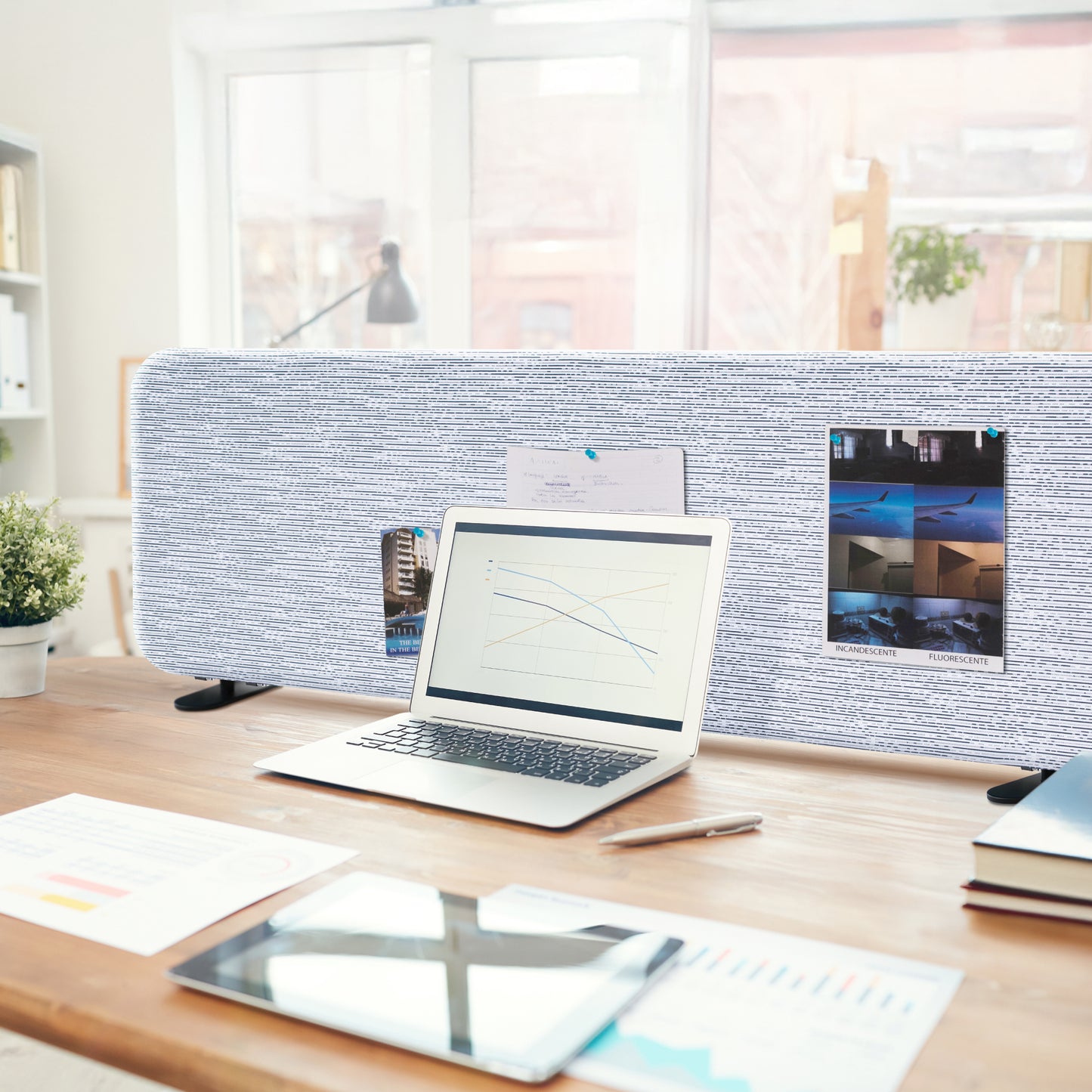 Freestanding Desk Divider 48"x18", Birch