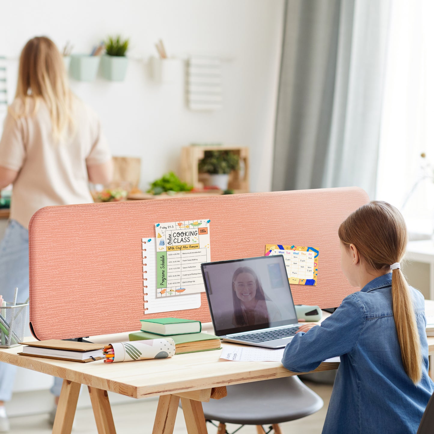 Freestanding Desk Divider 48"x18", Sakura