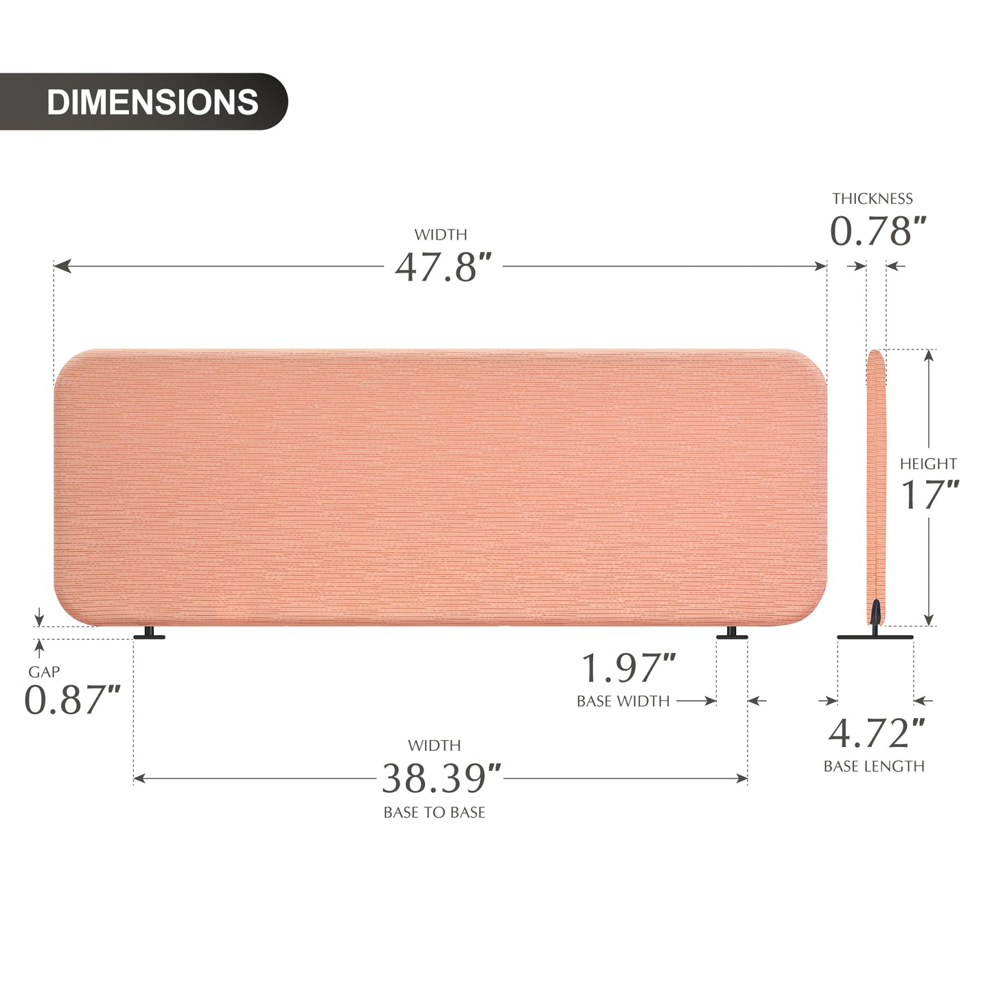 Freestanding Desk Divider 48"x18", Sakura