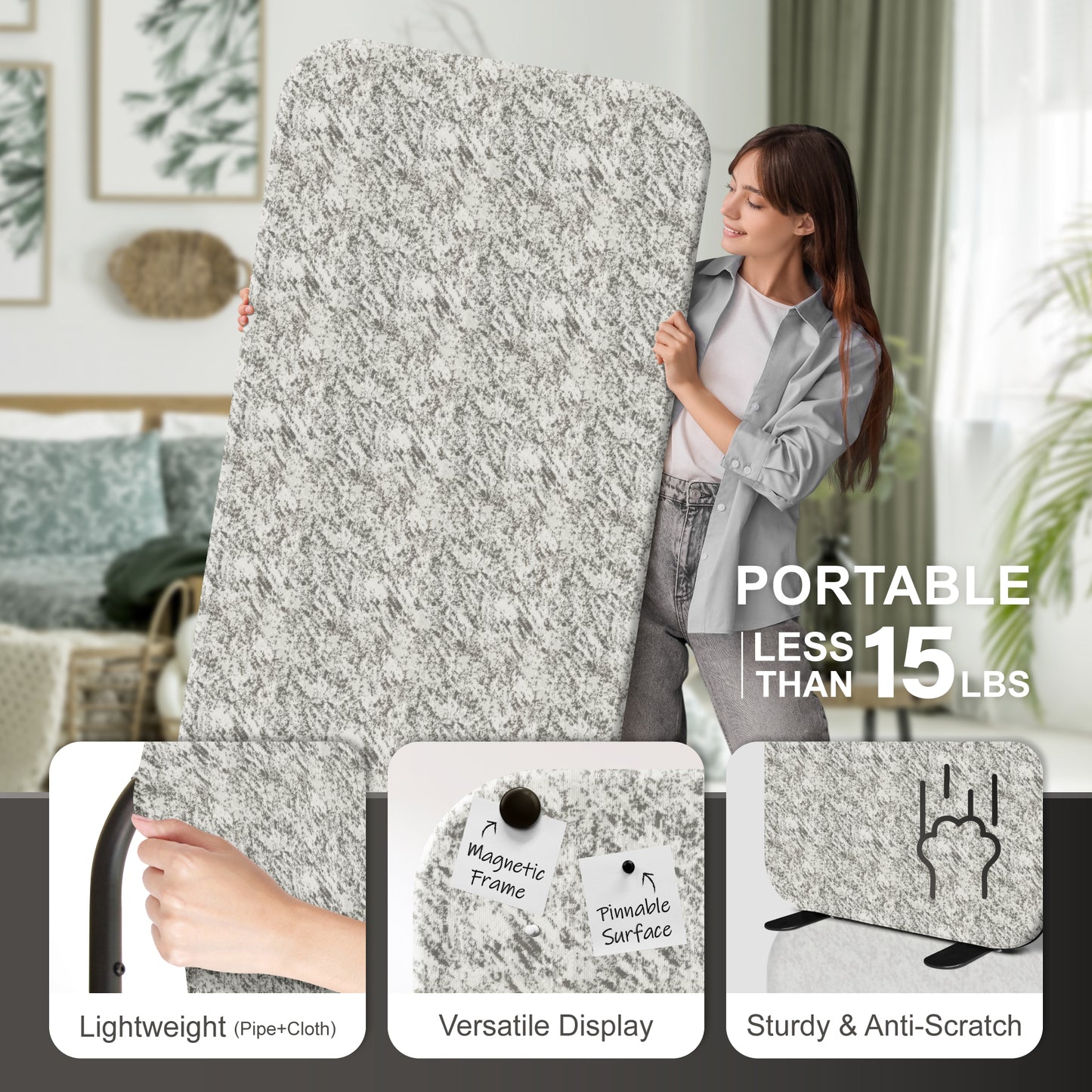 Premium Standing Room Divider, 29"x65", Marble
