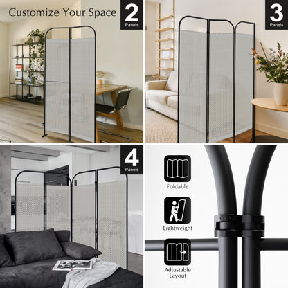 4-Panel Folding Room Divider, Adjutable Layout, 68"x71", Swing