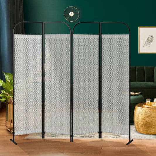 4-Panel Folding Room Divider, Adjutable Layout, 68"x71", Swing