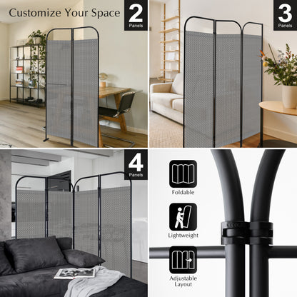 4-Panel Folding Room Divider, Adjustable Layout, 68"x71", Jazz