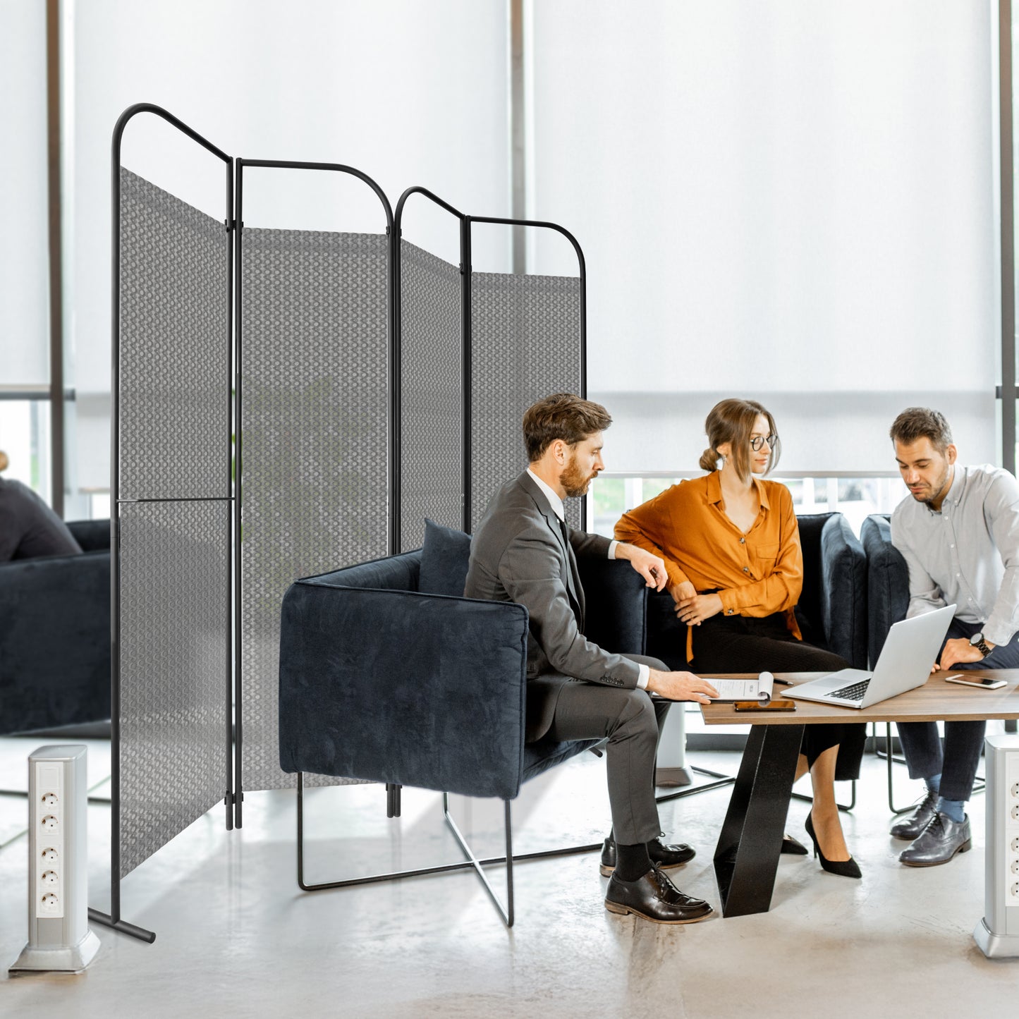 4-Panel Folding Room Divider, Adjustable Layout, 68"x71", Jazz
