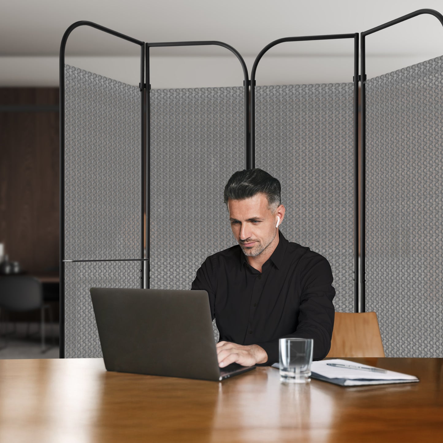 4-Panel Folding Room Divider, Adjustable Layout, 68"x71", Jazz