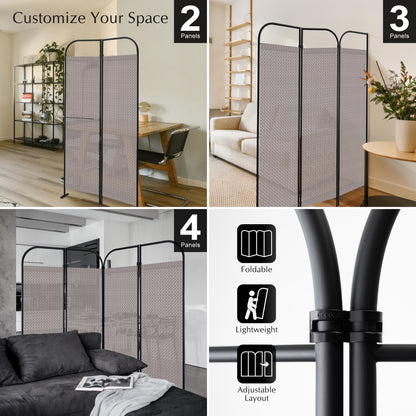 4-Panel Folding Room Divider, Adjustable Layout, 68"x71", Waltz