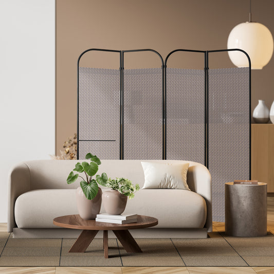 4-Panel Folding Room Divider, Adjustable Layout, 68"x71", Waltz