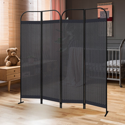 4-Panel Folding Room Divider, Adjustable Layout, 68"x71", Knight