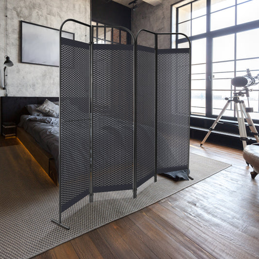 4-Panel Folding Room Divider, Adjustable Layout, 68"x71", Knight
