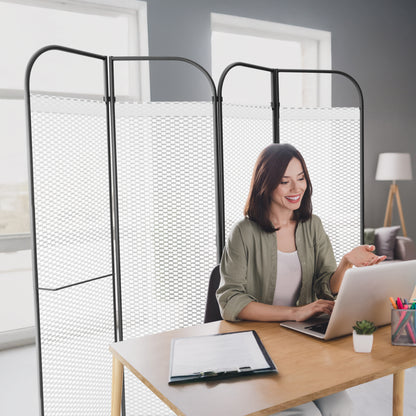 4-Panel Folding Room Divider, Adjustable Layout, 68"x71", Queen
