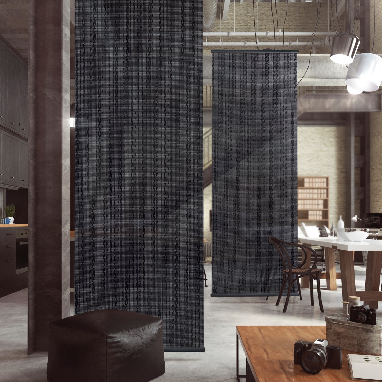 Hanging Room Divider, Modern Knit, 36" x 96" Pack of 2, Drizzle