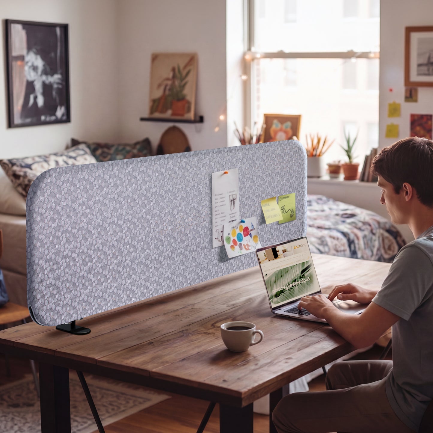 Freestanding Desk Divider 48"x18", Dandelion