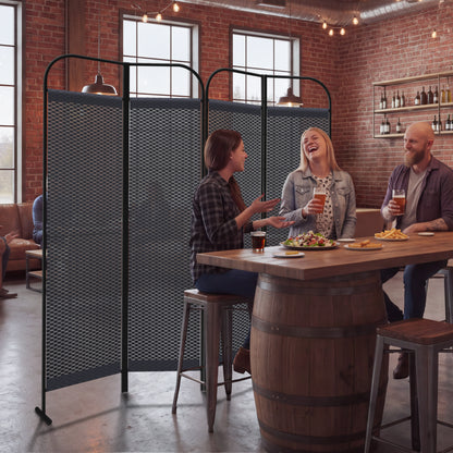 4-Panel Folding Room Divider, Adjustable Layout, 68"x71", Knight