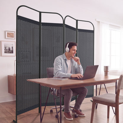 4-Panel Folding Room Divider, Adjustable Layout, 68"x71", Knight