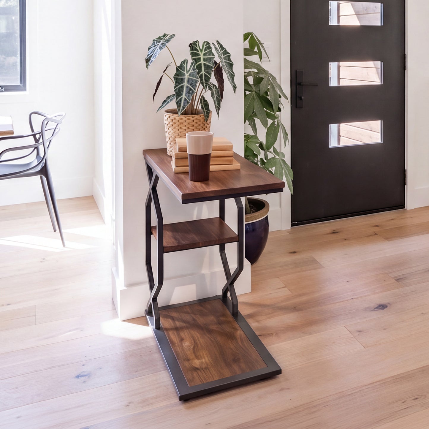 Side Table End Table, 23.6"x24"x11.8", Rustic Brown