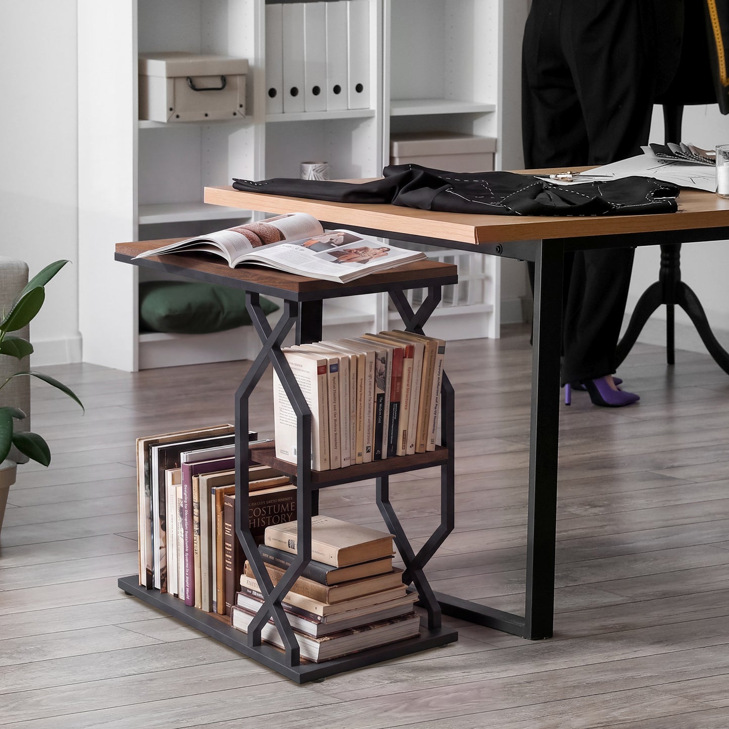 Side Table End Table, 23.6"x24"x11.8", Rustic Brown