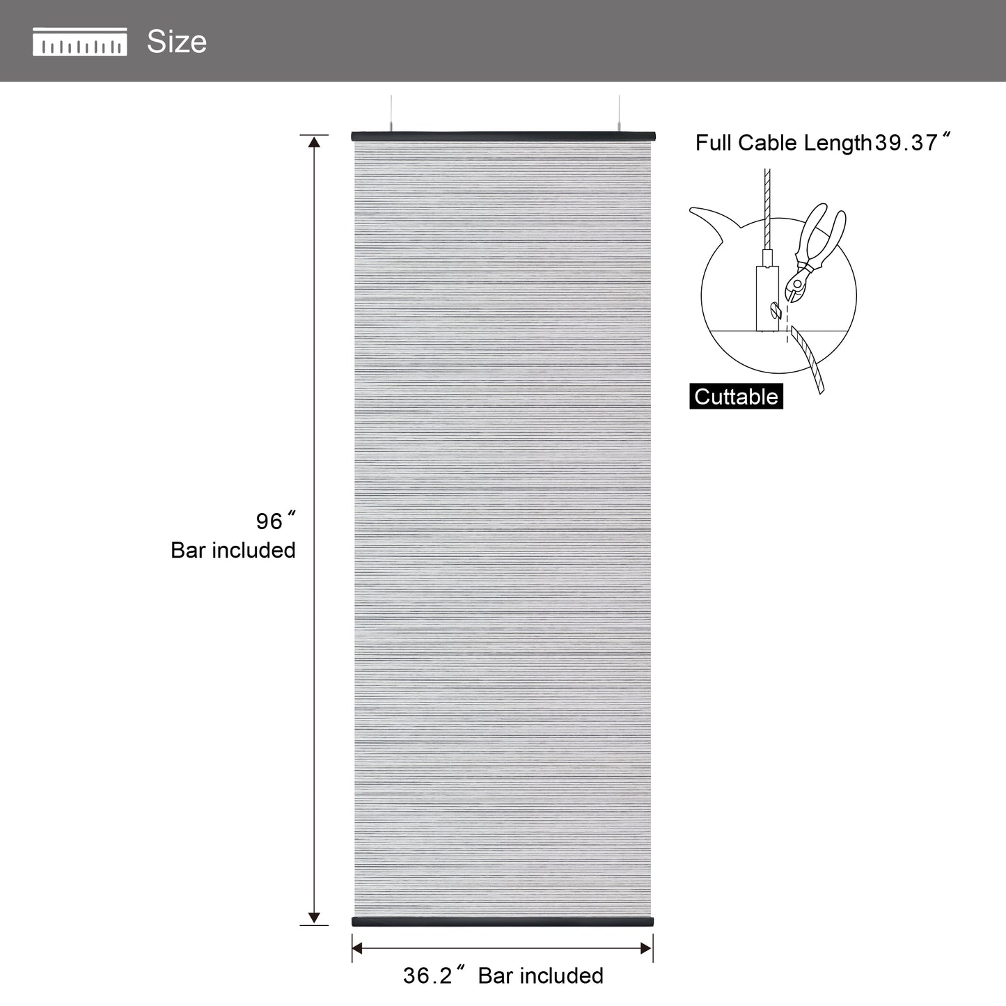 Hanging Room Divider, Natural Woven, 36" x 96" Pack of 2, Shale