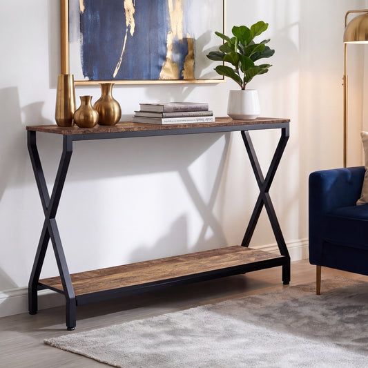 Console Table, 41.4"x11.8"x29.3", Rustic Brown