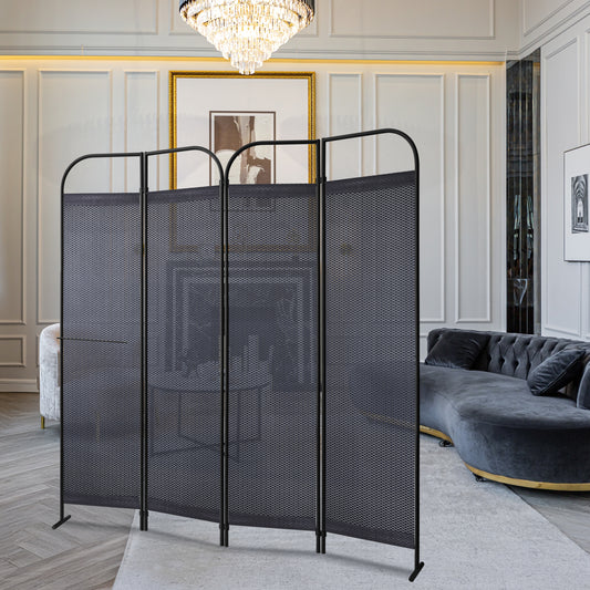 Luxury 4-Panel Folding Room Divider, 68"x71", Knight