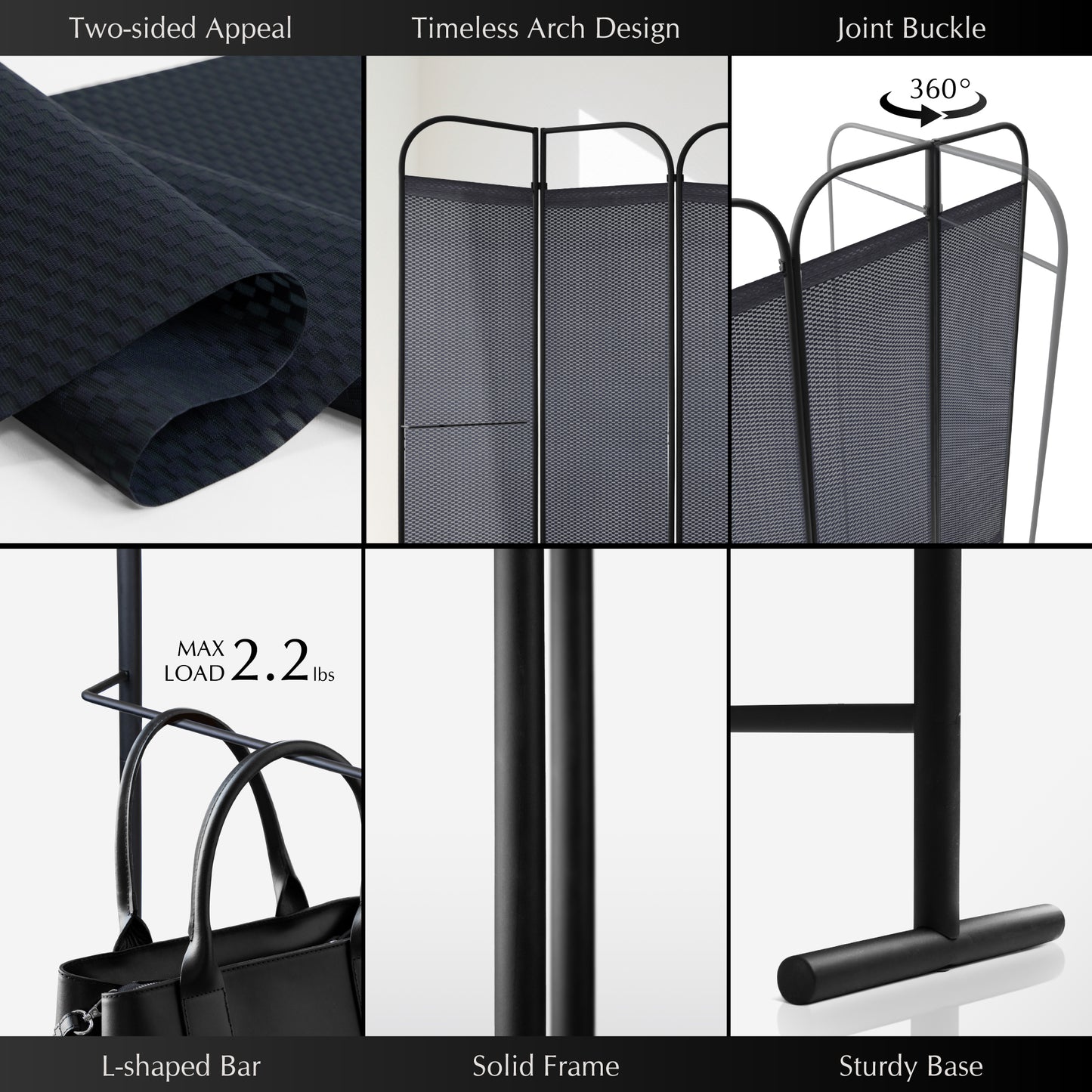 4-Panel Folding Room Divider, Adjustable Layout, 68"x71", Knight