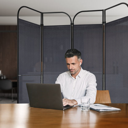 4-Panel Folding Room Divider, Adjustable Layout, 68"x71", Knight